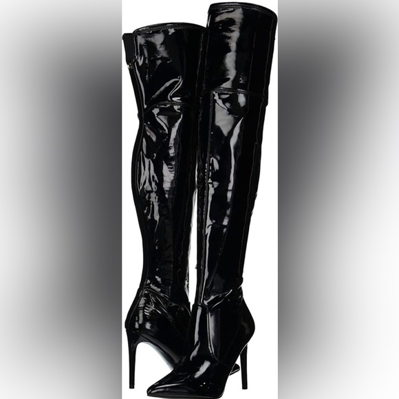 Guess Shoes - GUESS Women's Bowey Stiletto Patent Stretch Over-the-Knee Boots New
